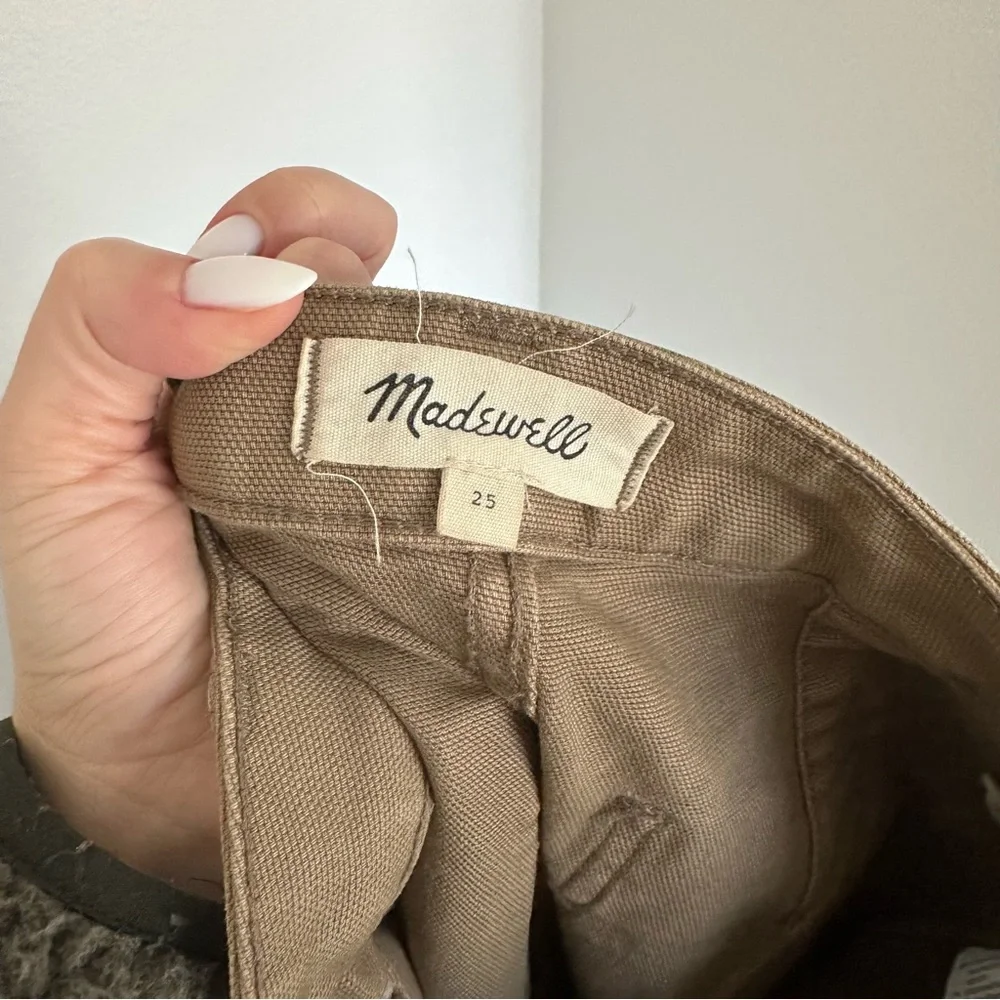 Madewell The Emmett Wide-Leg Crop Pants Welt Pocket Tan Khaki Size 25 Women’s - Picture 8 of 9